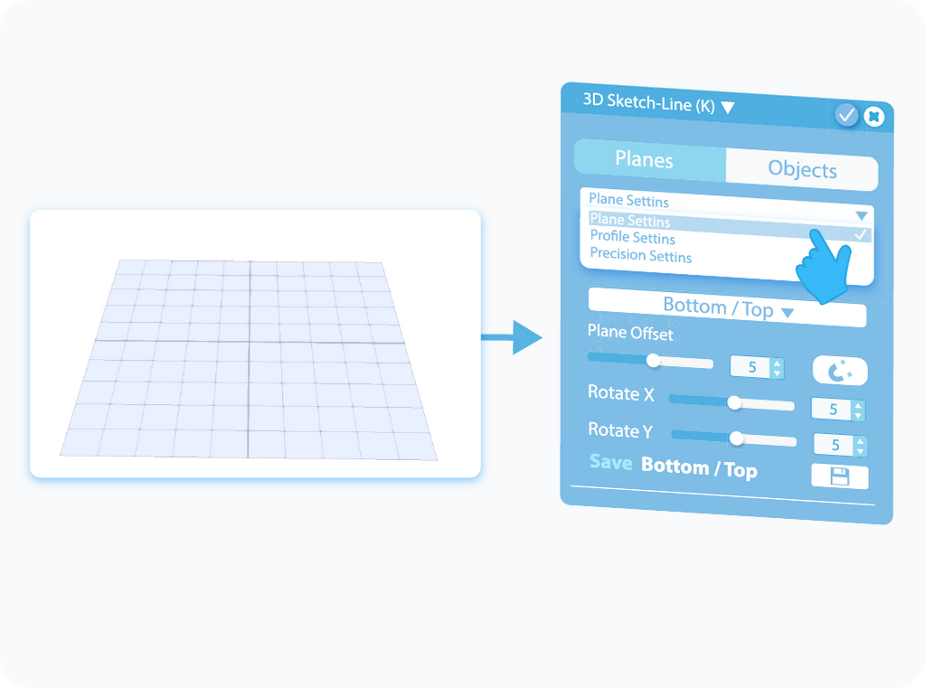 Customizing the Plane Settings for 3D Sketch